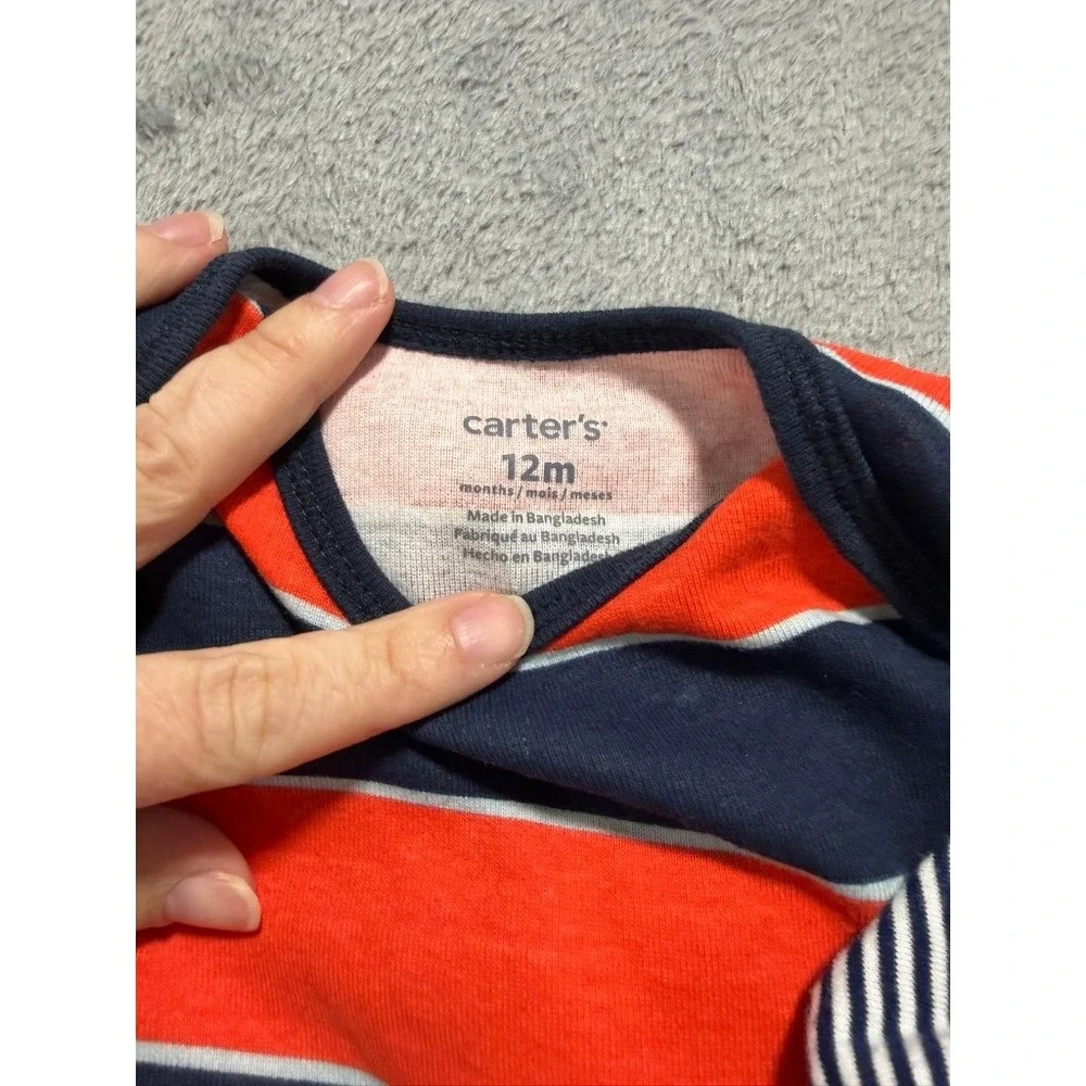 Carters Baby Boy 12M Clothing Lot 8pc Bodysuits Joggers Shorts Stripe Navy 12 Mo